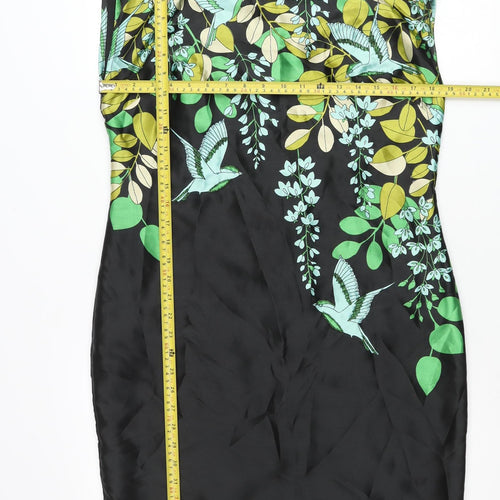 Wallis Womens Black Floral Sheath Dress Size 12 Sleeveless Workwear