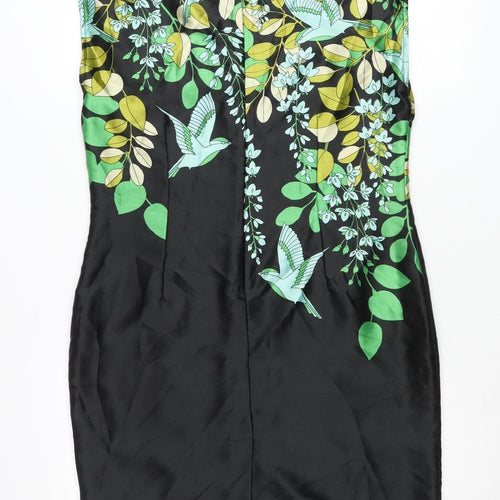 Wallis Womens Black Floral Sheath Dress Size 12 Sleeveless Workwear