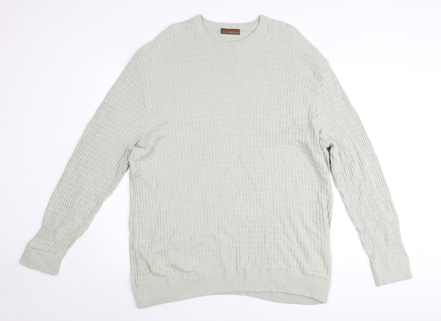 Marks and Spencer Men’s Grey 2XL Crew Neck Cable Knit Pullover Jumper
