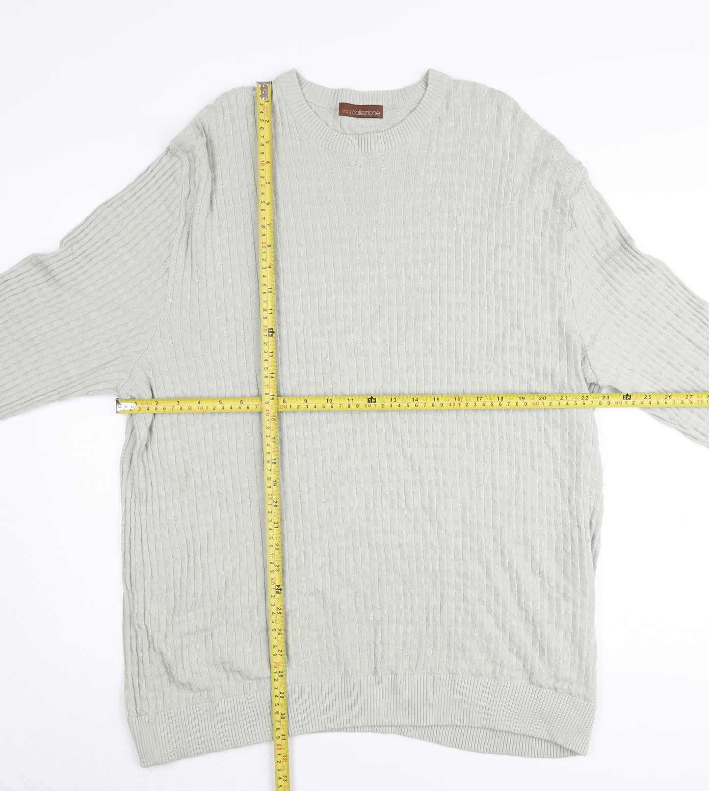 Marks and Spencer Men’s Grey 2XL Crew Neck Cable Knit Pullover Jumper