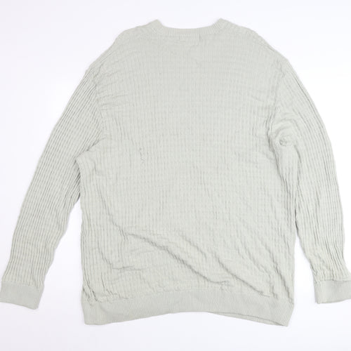 Marks and Spencer Men’s Grey 2XL Crew Neck Cable Knit Pullover Jumper