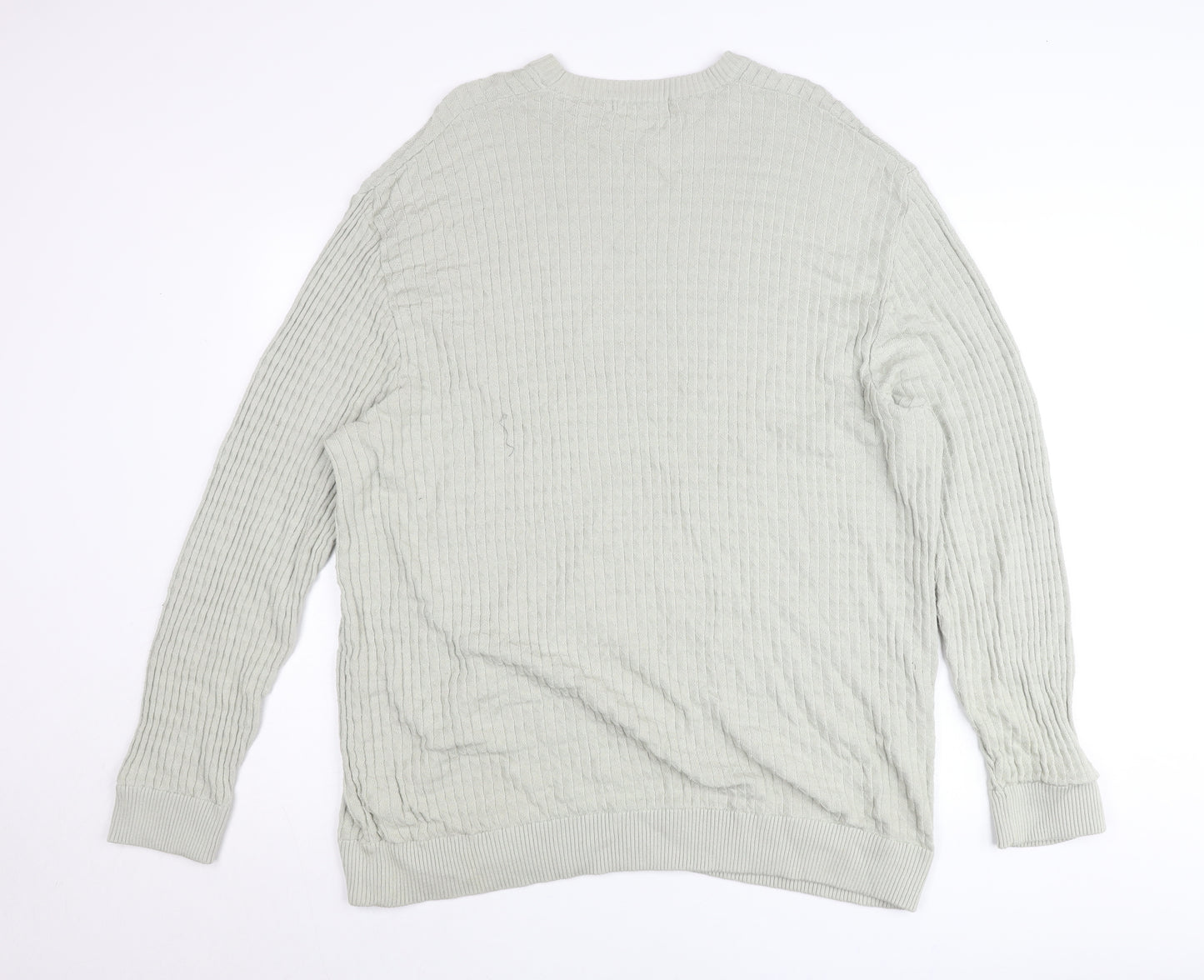 Marks and Spencer Men’s Grey 2XL Crew Neck Cable Knit Pullover Jumper
