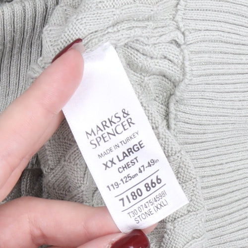 Marks and Spencer Men’s Grey 2XL Crew Neck Cable Knit Pullover Jumper