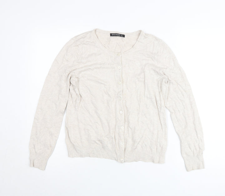Encuentro Womens Beige Cardigan L Viscose Blend Knit Casual