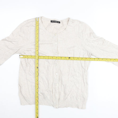 Encuentro Womens Beige Cardigan L Viscose Blend Knit Casual