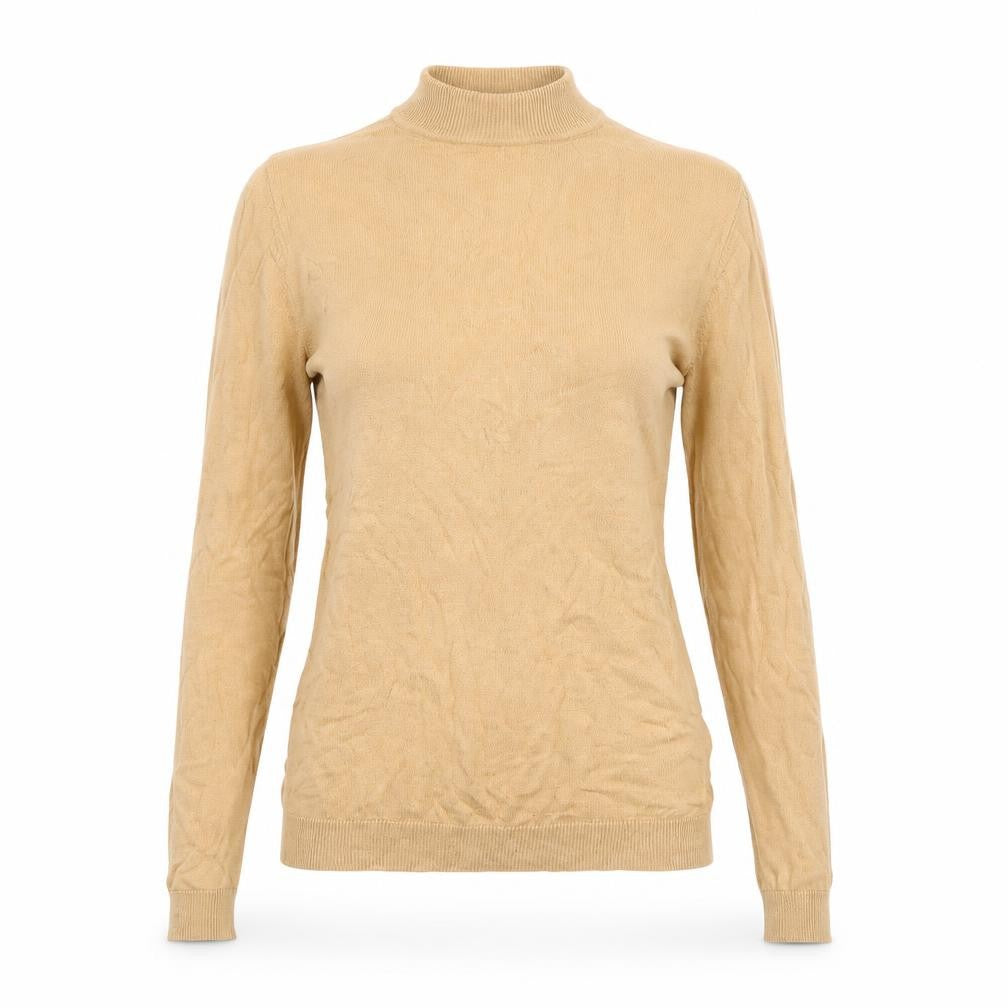 Front view of ASOS Women’s Beige Cotton Mock Neck jumper 2XS