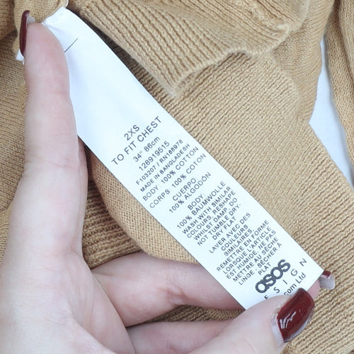 ASOS Women’s Beige Cotton Mock Neck Pullover Jumper 2XS