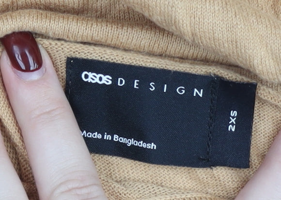 ASOS Women’s Beige Cotton Mock Neck Pullover Jumper 2XS