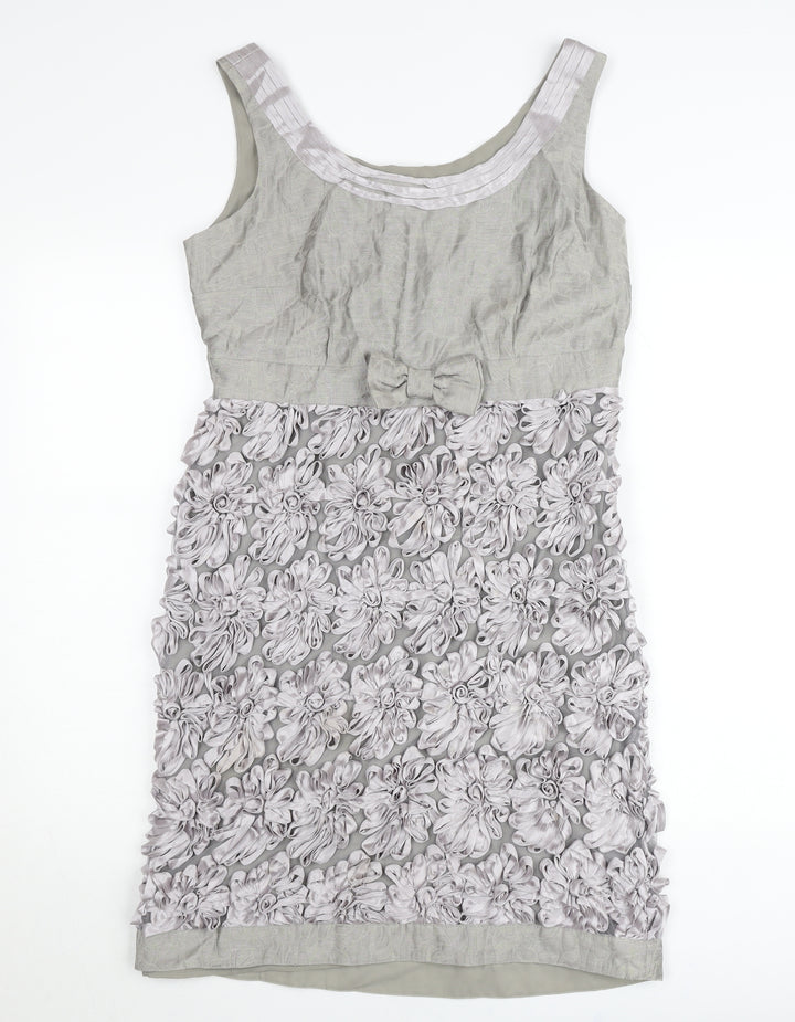 Marks and Spencer Women Grey Floral Sheath Dress Size 12