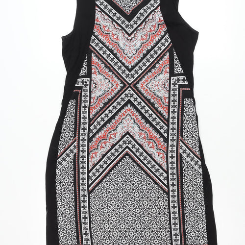 Oasis Womens Black White Red Geometric Sheath Dress Size S