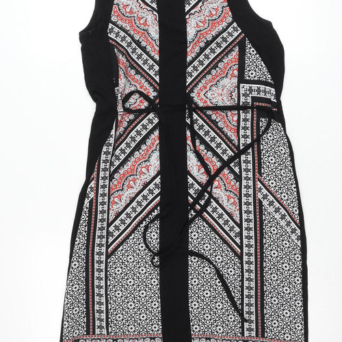 Oasis Womens Black White Red Geometric Sheath Dress Size S