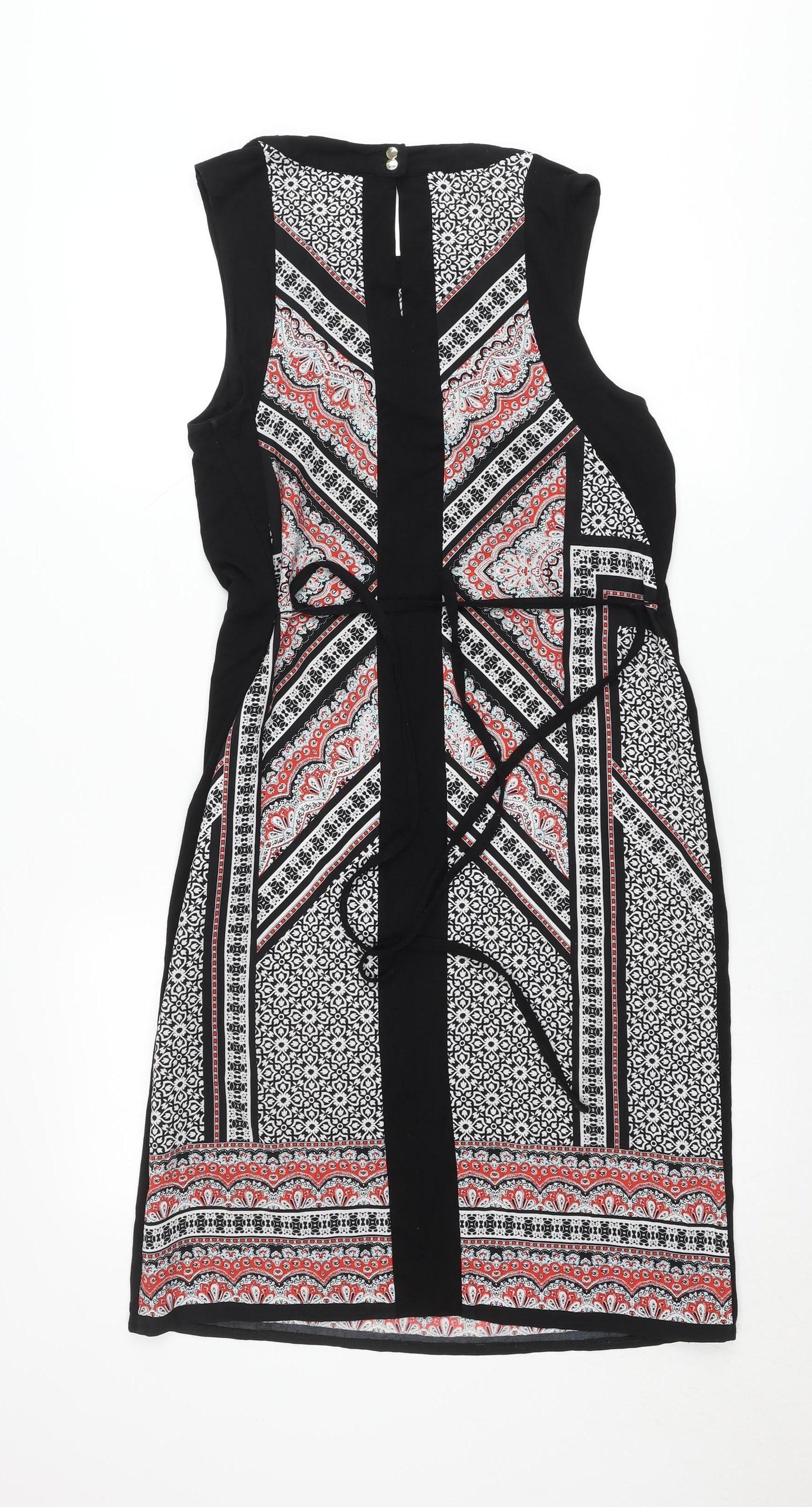 Oasis Womens Black White Red Geometric Sheath Dress Size S