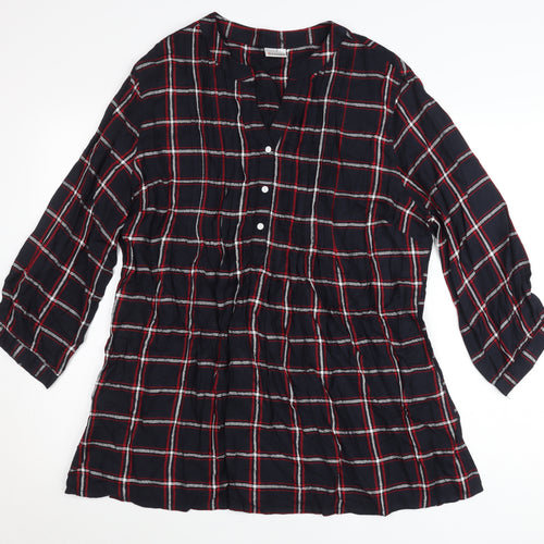 Damart Women’s Multicoloured L Shirt Dress 3/4 Sleeve Check Viscose