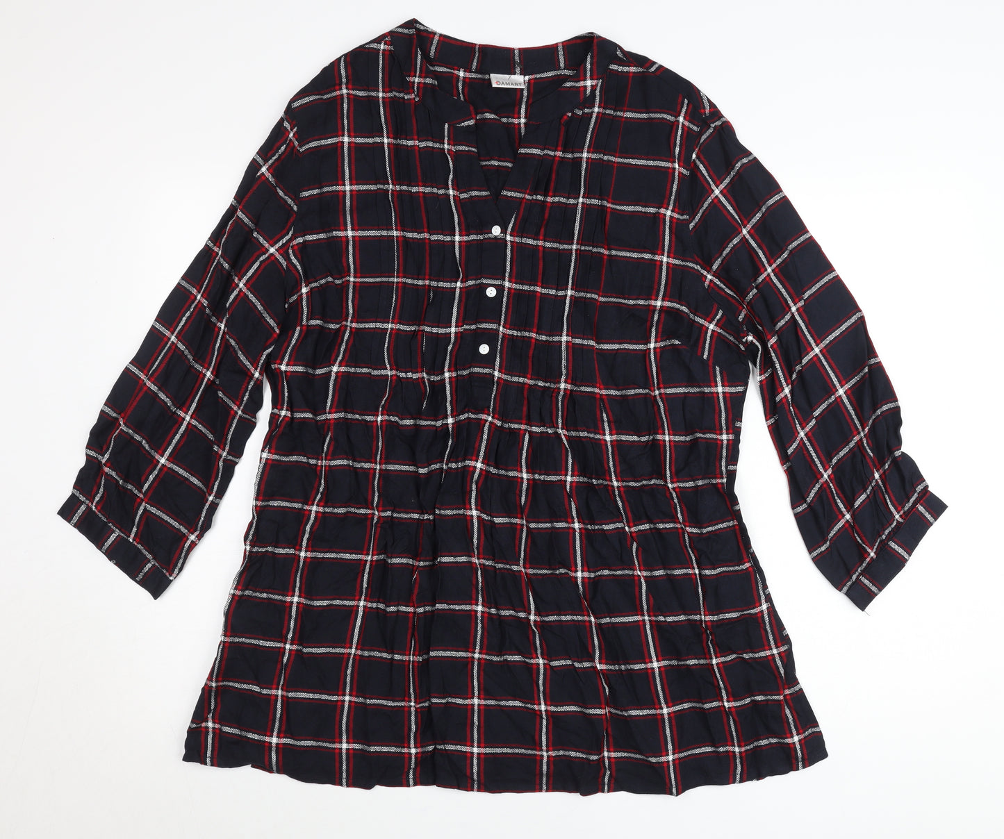 Damart Women’s Multicoloured L Shirt Dress 3/4 Sleeve Check Viscose
