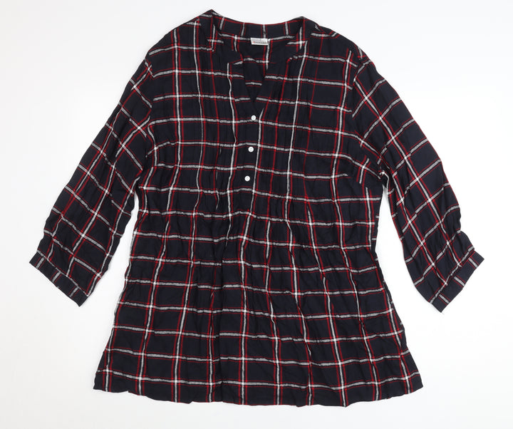Damart Women’s Multicoloured L Shirt Dress 3/4 Sleeve Check Viscose