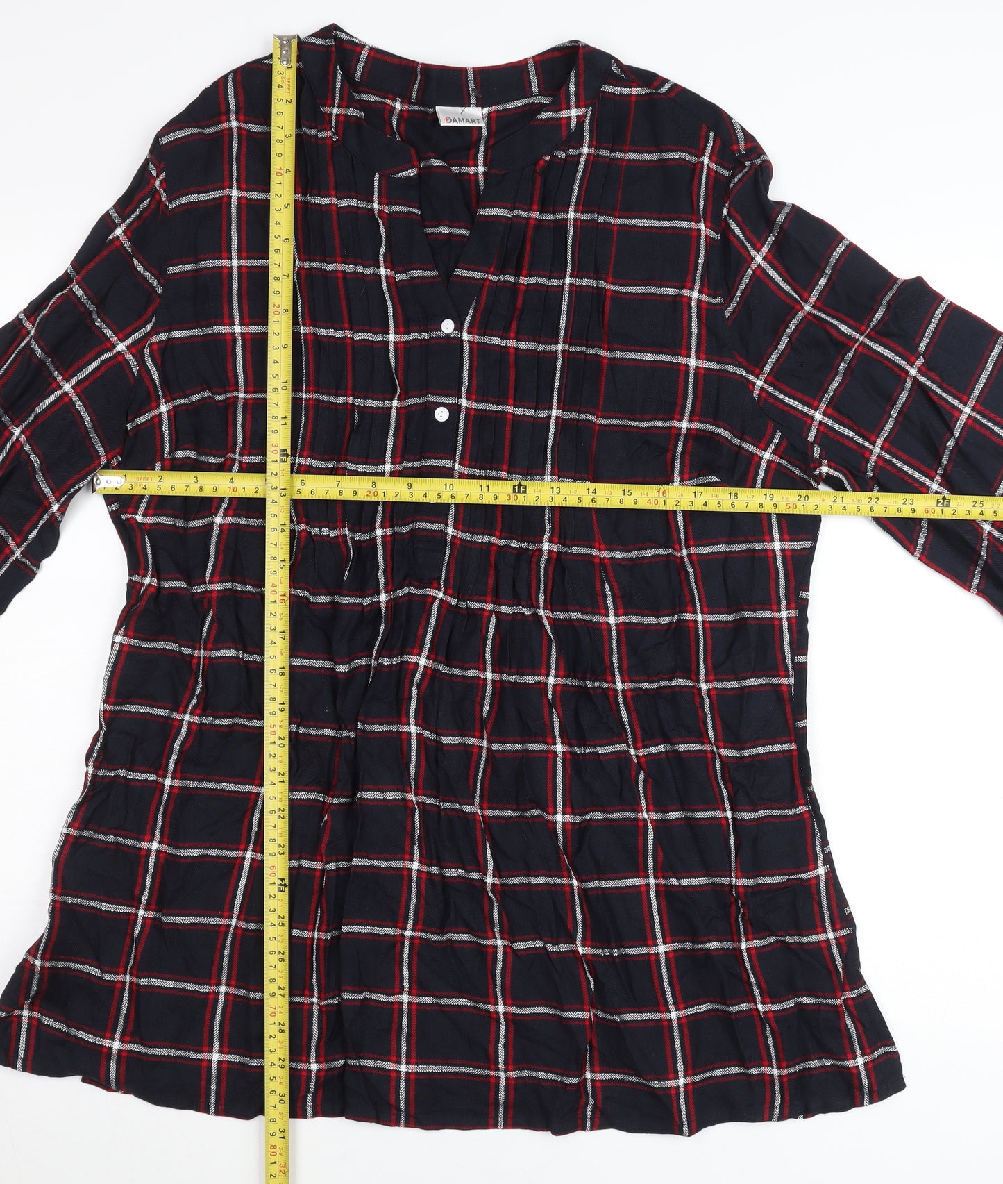Damart Women’s Multicoloured L Shirt Dress 3/4 Sleeve Check Viscose