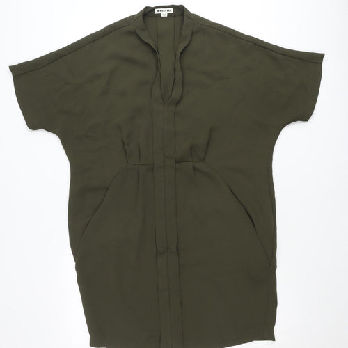Whistles Women Green Shift Dress Size M V-Neck Dolman Sleeve