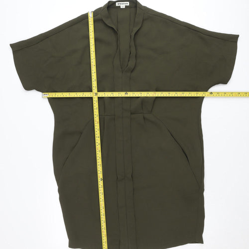 Whistles Women Green Shift Dress Size M V-Neck Dolman Sleeve