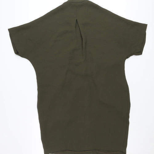 Whistles Women Green Shift Dress Size M V-Neck Dolman Sleeve