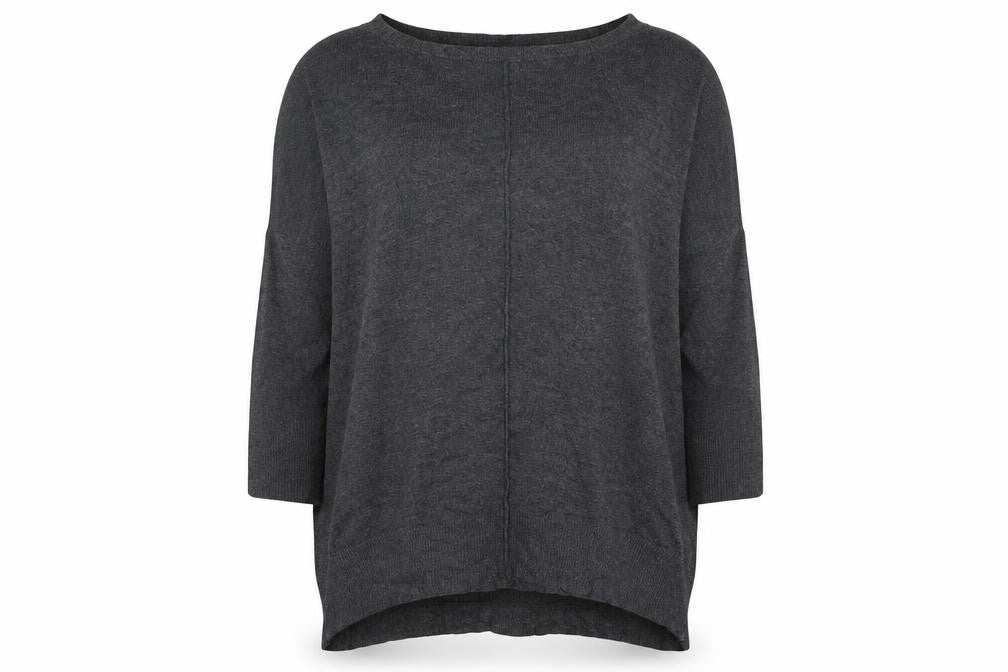 Front view of Marks & Spencer women’s grey, size UK 12, relaxed viscose jumper