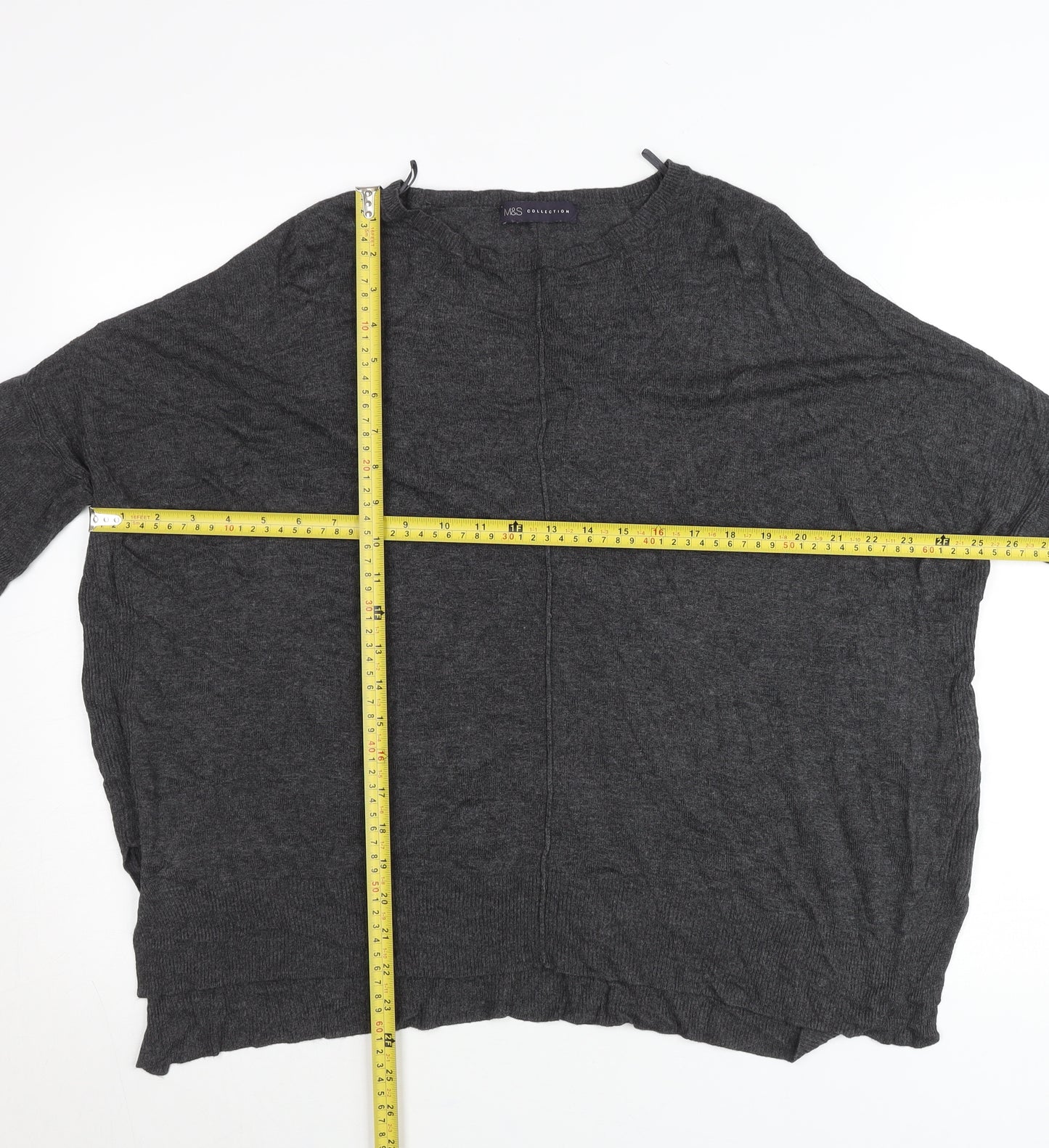 Marks and Spencer Womens Grey Size 12 Relaxed Viscose Jumper