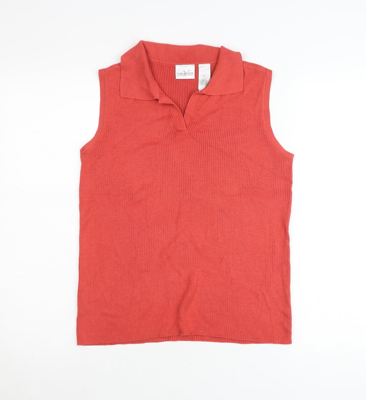 Villager Liz Claiborne Womens Red Sleeveless Polo Knit Top M