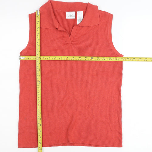 Villager Liz Claiborne Womens Red Sleeveless Polo Knit Top M