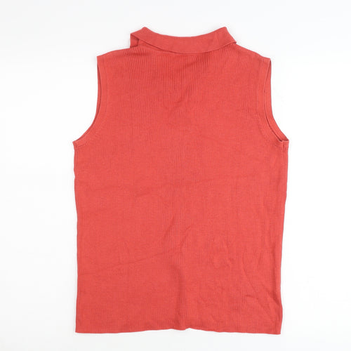 Villager Liz Claiborne Womens Red Sleeveless Polo Knit Top M
