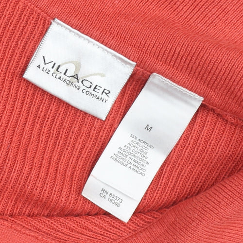 Villager Liz Claiborne Womens Red Sleeveless Polo Knit Top M