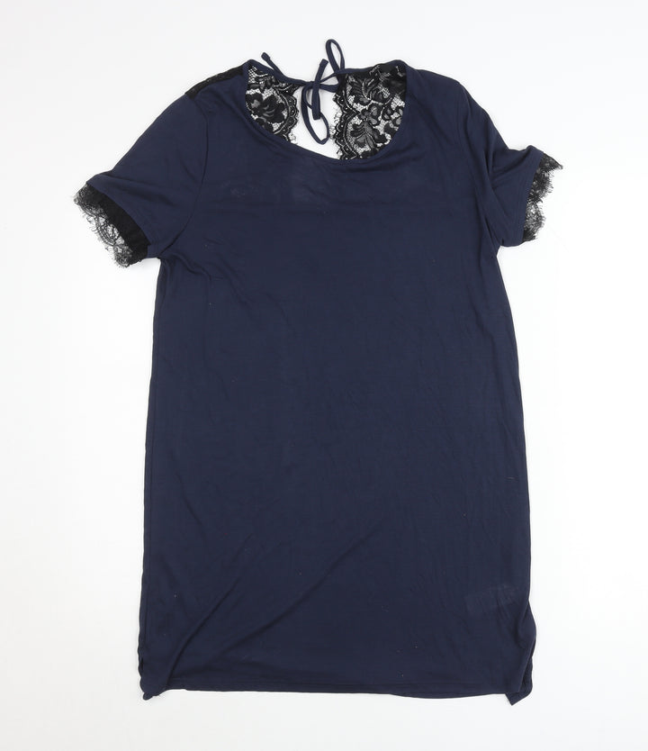 Next Women’s Blue Lace Trim Short Sleeve T-Shirt Size 12