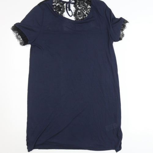 Next Women’s Blue Lace Trim Short Sleeve T-Shirt Size 12