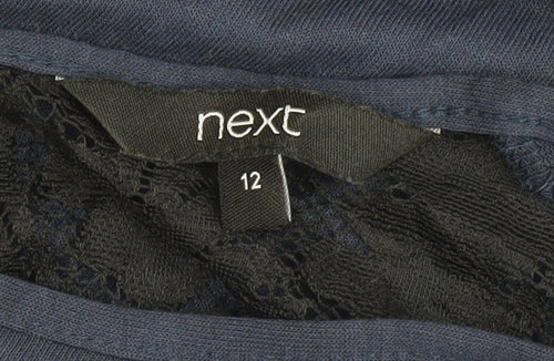Next Women’s Blue Lace Trim Short Sleeve T-Shirt Size 12