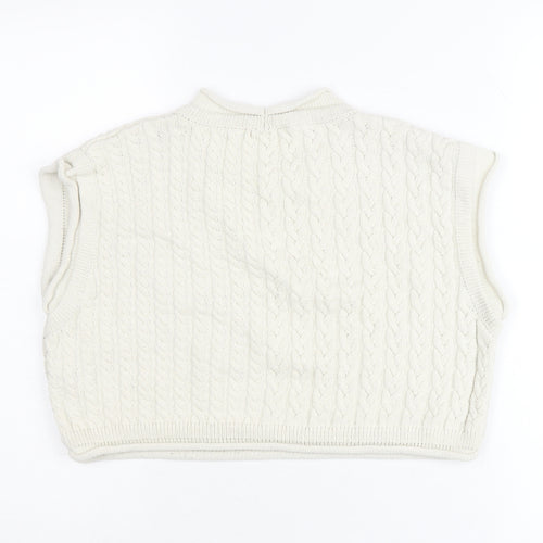 Zara Women’s Ivory Cable-Knit Sleeveless Vest Jumper Size 12