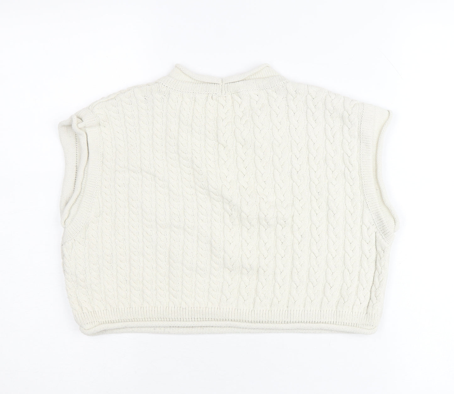 Zara Women’s Ivory Cable-Knit Sleeveless Vest Jumper Size 12