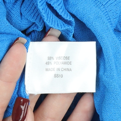 CC Women’s Blue Wrap Cardigan XL V-Neck Long Sleeve Ruffle Knit