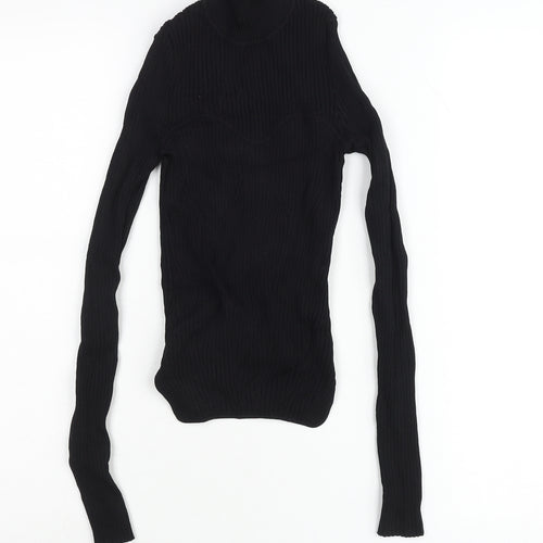 ZARA Womens Black Roll Neck Slim Fit Pullover Jumper Size 8