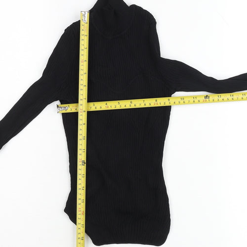 ZARA Womens Black Roll Neck Slim Fit Pullover Jumper Size 8
