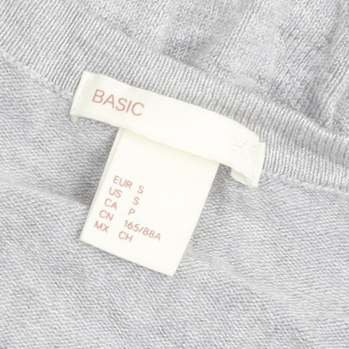 BASIC Womens Grey Cardigan UK Size 8 Crew Neck Knit Lightweight