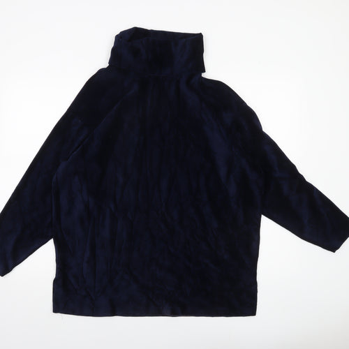 Marks and Spencer Women’s Navy Blue Roll Neck Blouse UK 12 Cotton Blend