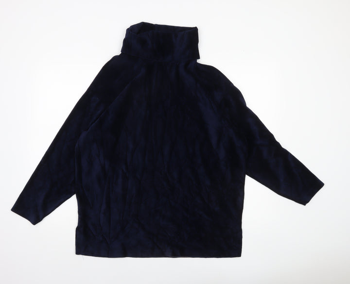 Marks and Spencer Women’s Navy Blue Roll Neck Blouse UK 12 Cotton Blend