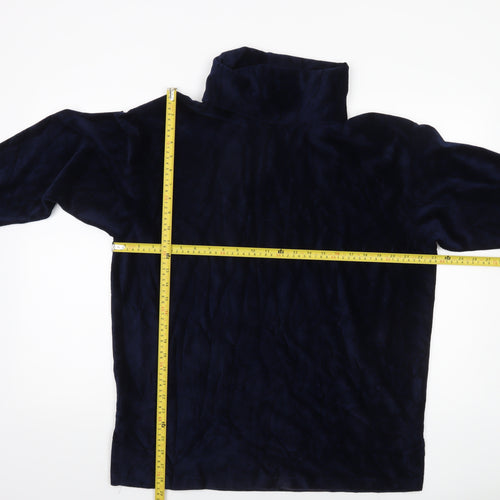 Marks and Spencer Women’s Navy Blue Roll Neck Blouse UK 12 Cotton Blend