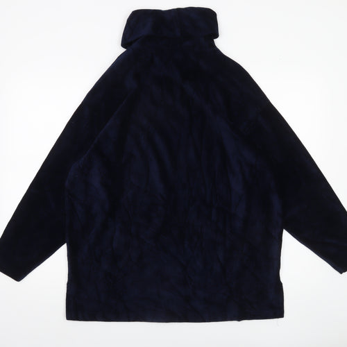 Marks and Spencer Women’s Navy Blue Roll Neck Blouse UK 12 Cotton Blend