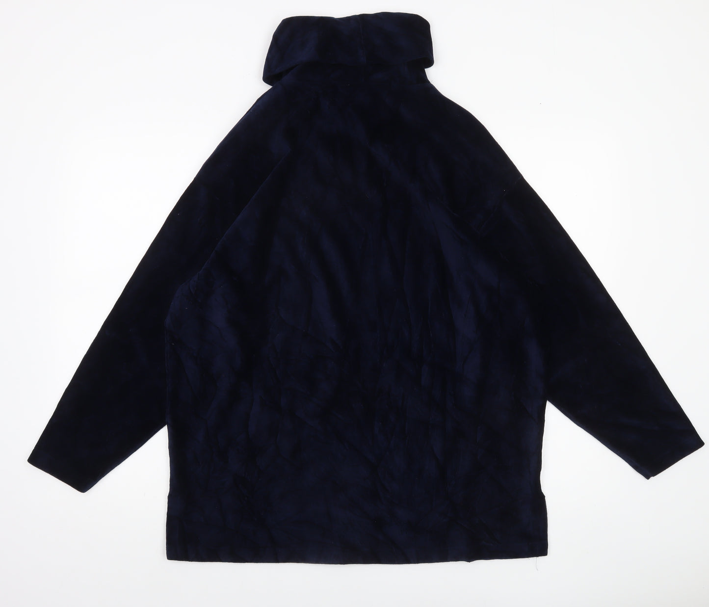 Marks and Spencer Women’s Navy Blue Roll Neck Blouse UK 12 Cotton Blend
