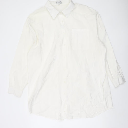 In The Style Women's White Size 14 Button-Up Long Sleeve Shirt