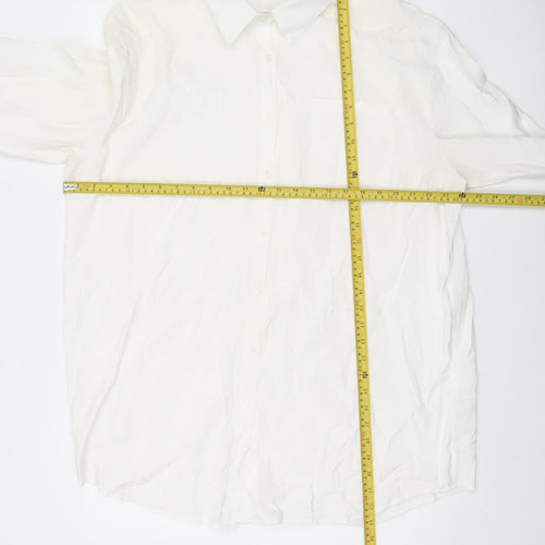 In The Style Women's White Size 14 Button-Up Long Sleeve Shirt
