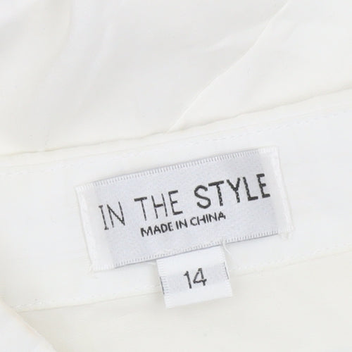 In The Style Women's White Size 14 Button-Up Long Sleeve Shirt