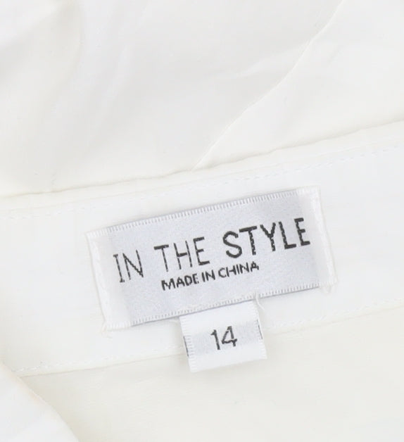 In The Style Women's White Size 14 Button-Up Long Sleeve Shirt