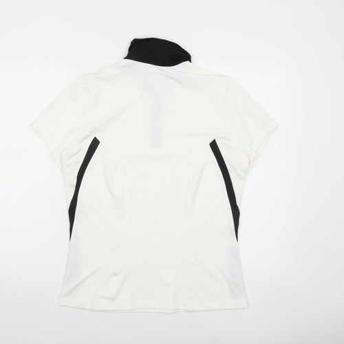 Nike Womens White Black Polo Shirt L Sports Dri-Fit Short Sleeve