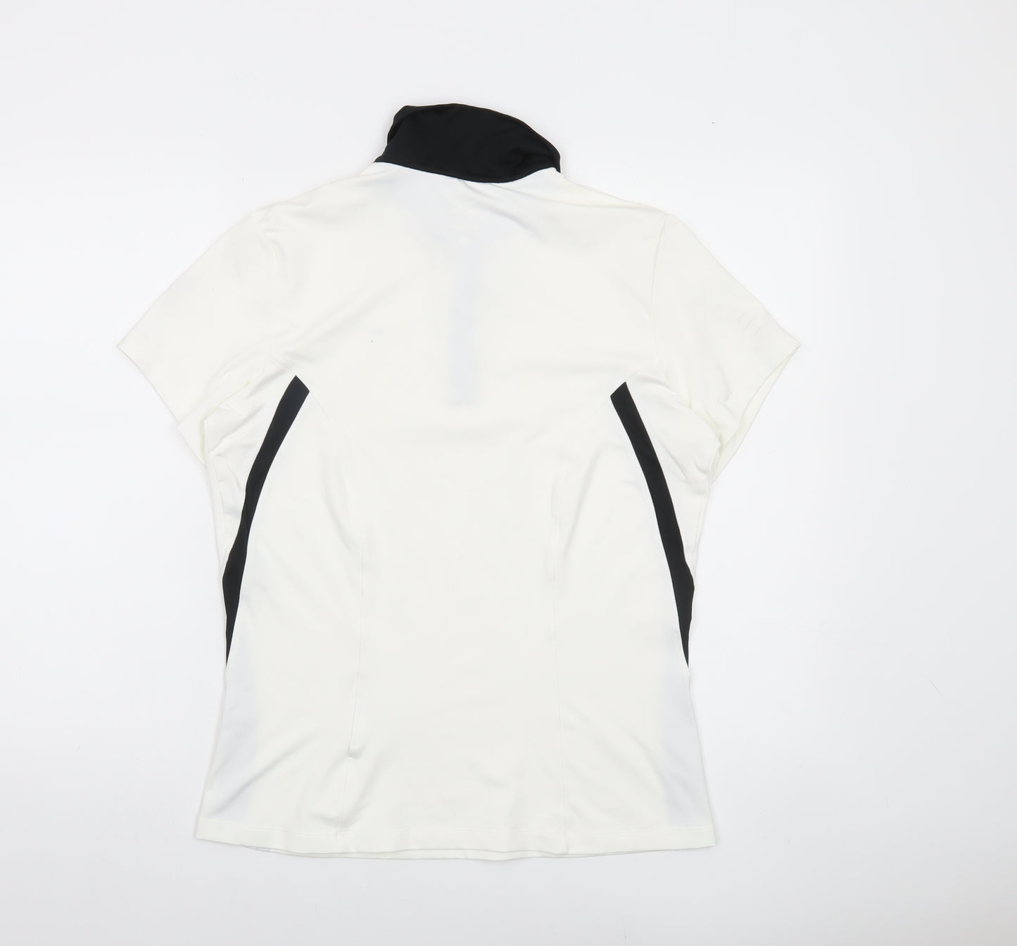 Nike Womens White Black Polo Shirt L Sports Dri-Fit Short Sleeve