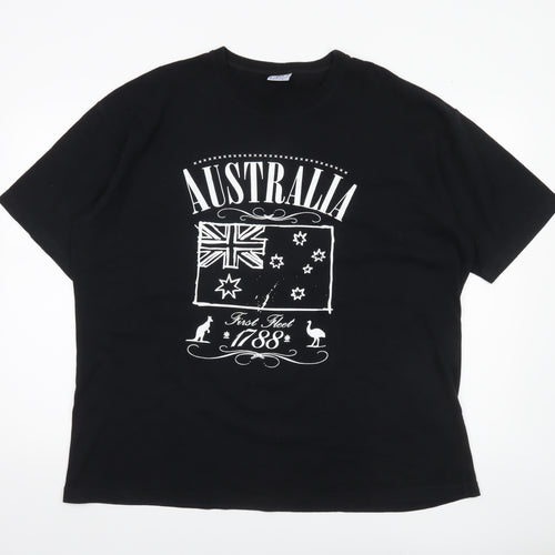 Australian Grown Men's XL Black Cotton Australia Patriotic Graphic T-Shirt